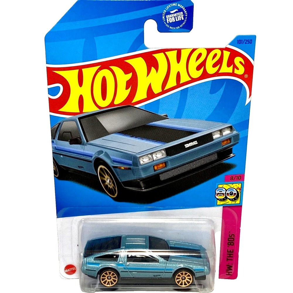 Hot Wheels DeLorean DMC 101/250 Blue HW The '80s 8/10 Die-cast 1:64 Car NIP 2022
